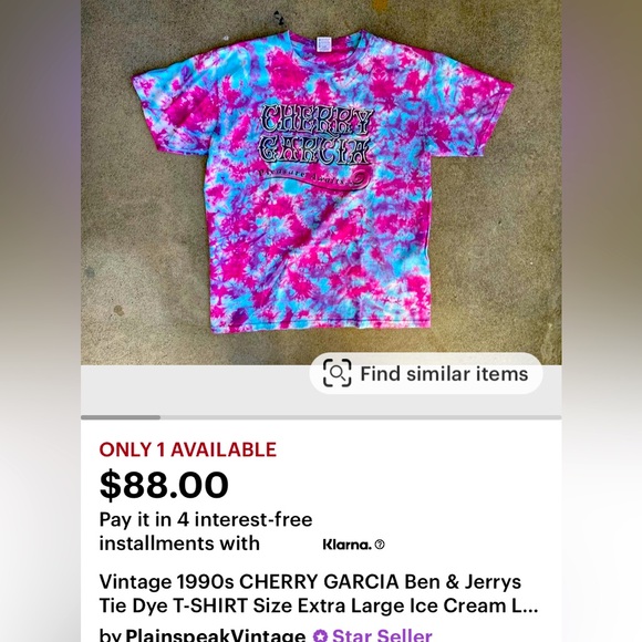 Vintage 1990s CHERRY GARCIA Ben & Jerrys Tie Dye T-SHIRT |Size Small - Picture 12 of 12
